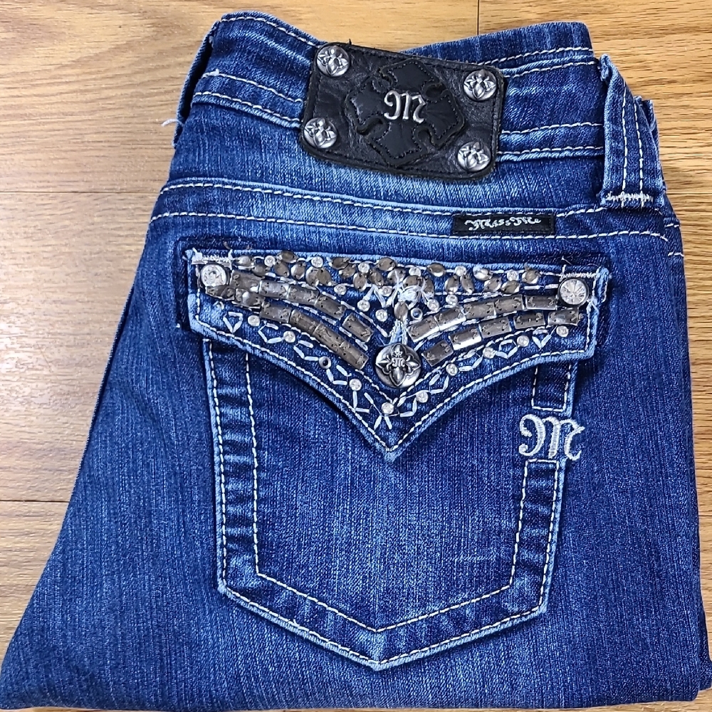 MISS ME VITAGE 30x30 SKINNY JP548GS2 WOMENS GIRLS SPARKLE METAL STUD PLATE JEAN
